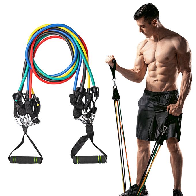 FOSER Barre de résistance portable, kit de bande de résistance de 300 lb,  salle de gym à domicile : : Sports et Loisirs