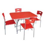 Pack table pliante 120x80 pvc+ 4 chaises City Rouge