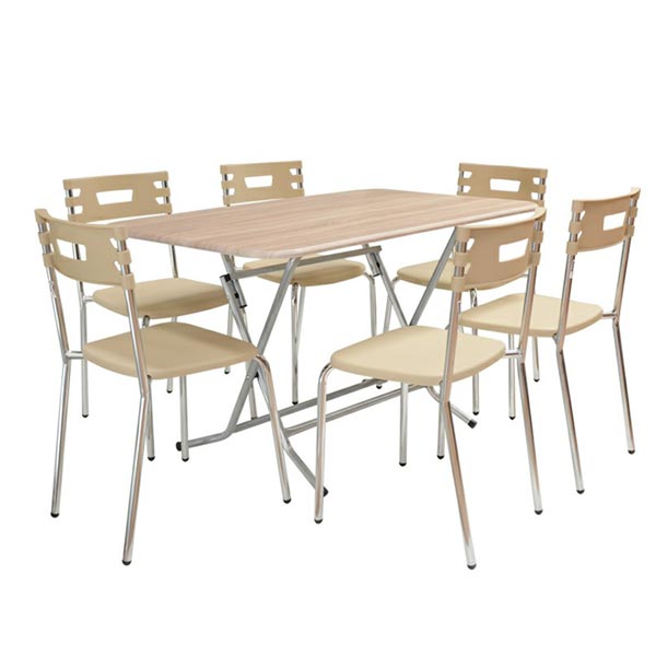 Table à manger Pliante avec Tiroir et 6 chaises