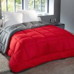 Couette Uni 2 places 220x240 Gris-Rouge