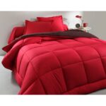 Couette Uni 2 places 220x240 Marron-Rouge