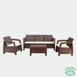 Salon 5 places Carthage Marron avec coussins