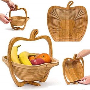 Panier à fruits pliable en forme de pomme, pliable, en bois