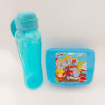 pack goûter blue car : boite imprimée voiture bleu+bouteille d'eau bleu