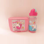 pack goûter unicron : boite rose bébé  + bouteille dabbing unicorn