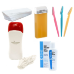 Pack épilation waxess MAXI  : chauffe cire + cartouche roll on cire + lot de 100 papier dépilatoire + 3 rasoirs à sourcil + huile apaisante