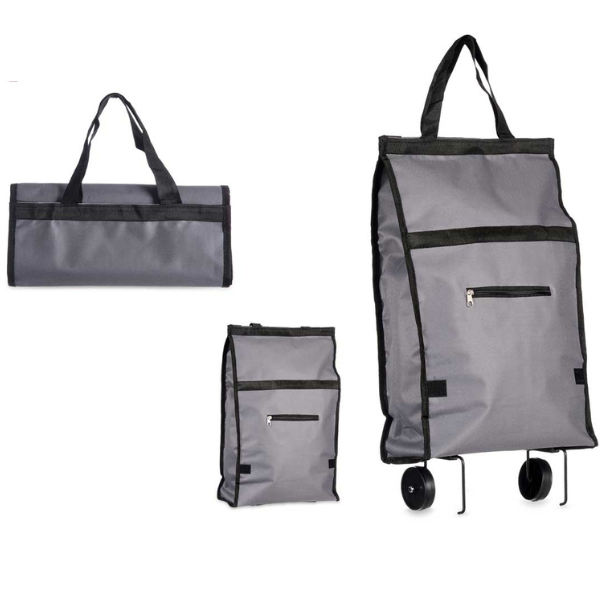 Chariot de course pliable ?� roulettes bleu - Promodeal