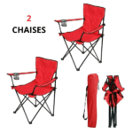 lot de 2 Chaise pliante pour plage et camping rouge