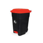 Poubelle 80L avec pédale coleur noir rouge