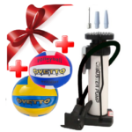 Pack 2 Ballons de volley-ball standard en cuir souple+ pompe