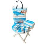 Pack plage modèle Summer : Table pliable + panier + 2 glacières + lot de 4 gobelet en plastique