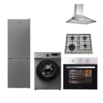 Pack de mariage 5 pièces : Réfrigerateur No-Frost Telefunken + Machine à laver 7kg brandt+ Pack encastrable Inox 3 pièces