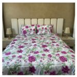 Couette Imprimé motif fleur-mauve - face Uni 2 places