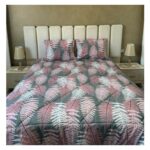 Couette Imprimé motif palmier-rose - face Uni 2 places