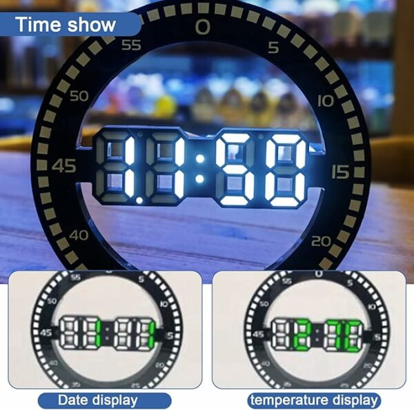 Horloge Numérique Autocollante Pour Voiture – Affichage LCD Heure/Date/Température, Fixation Tableau De Bord, Style Moderne
