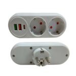 Multiprise murale avec 2USB, 2 Prises secteur,1 type C