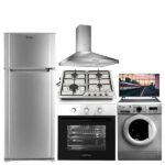 Pack Électroménager : Réfrigérateur Condor 360L + Lave-linge Condor 6 Kg + Four Encastrable AUXSTAR + Plaque 4 Feux Inox AUXSTAR + Hotte 60 cm AUXSTAR + TV 32" IRIS