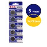 Lot de 5 Piles 3V Pile Bouton au Lithium CR2016