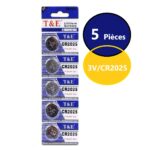 Lot de 5 Piles 3V Pile Bouton au Lithium CR2025