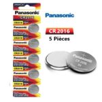 Lot de 5 piles au lithium 3 V Panasonic CR2016