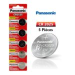 Lot de 5 piles au lithium 3 V Panasonic CR2025