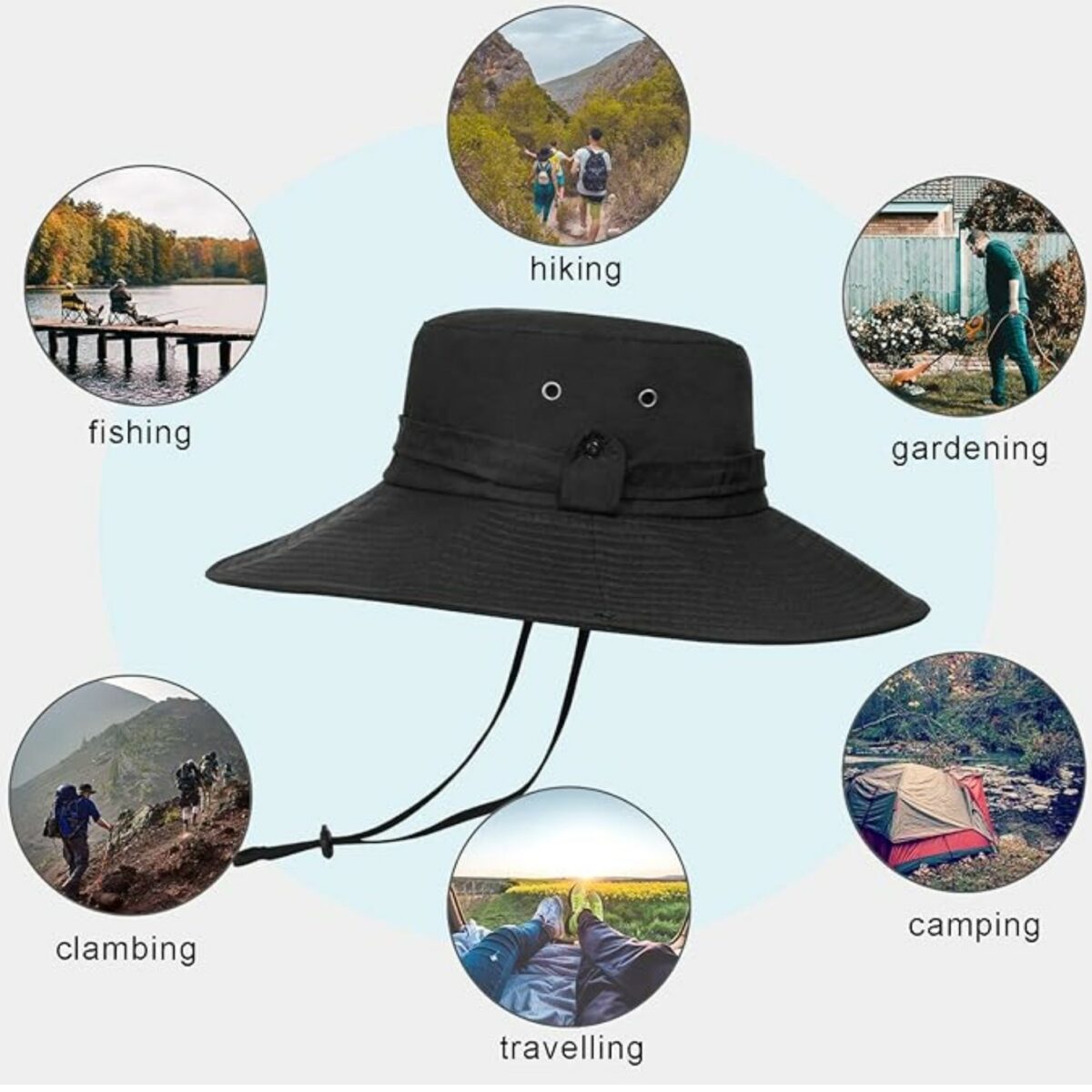 Chapeau De Pêcheur Bucket ZLYC Avec Motif Girafe Noir - Taille Unique Femme, Pliable Et Léger Pour La Plage, Le Sport, Le Camping