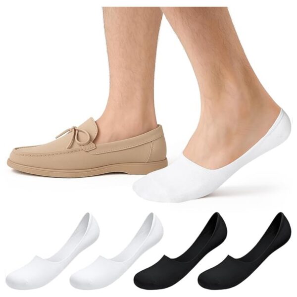 4 Paires Chaussettes Invisibles Homme avec Silicone Antidérapant