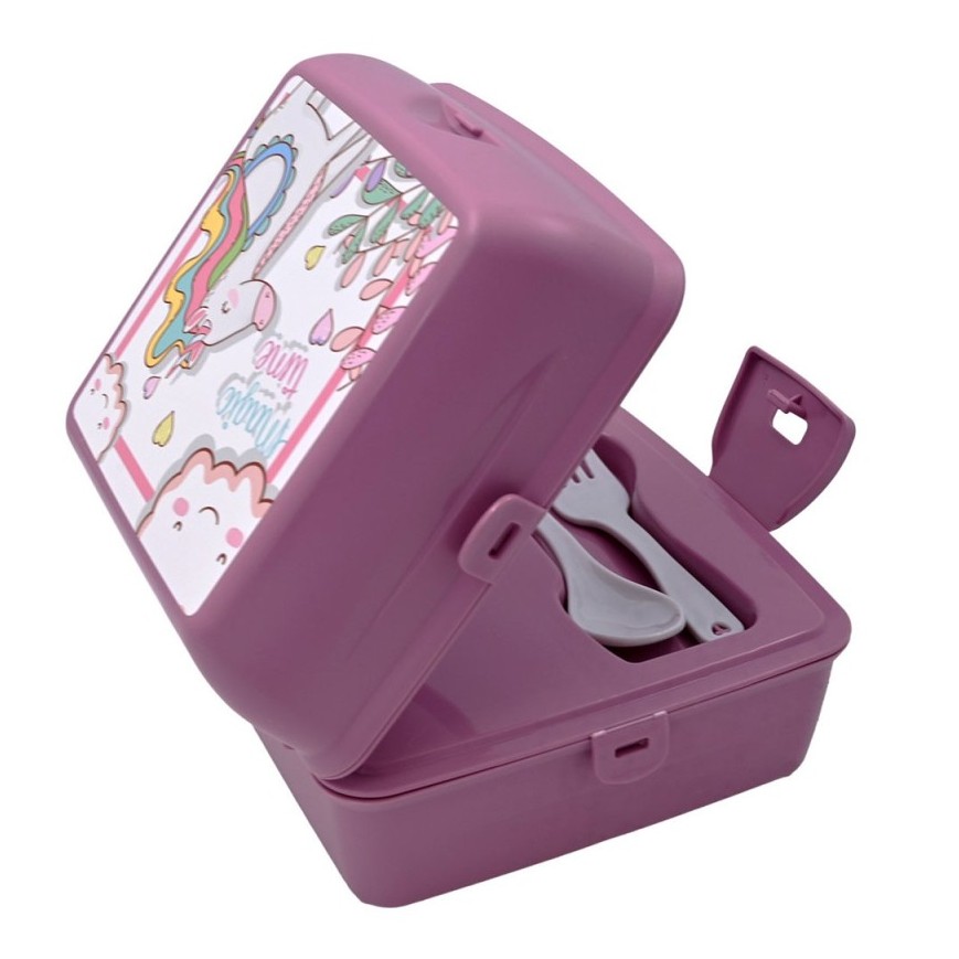 Boîte à Lunch Enfant Bugucat – 6 Compartiments Anti-Fuites, Avec Couverts, Rose