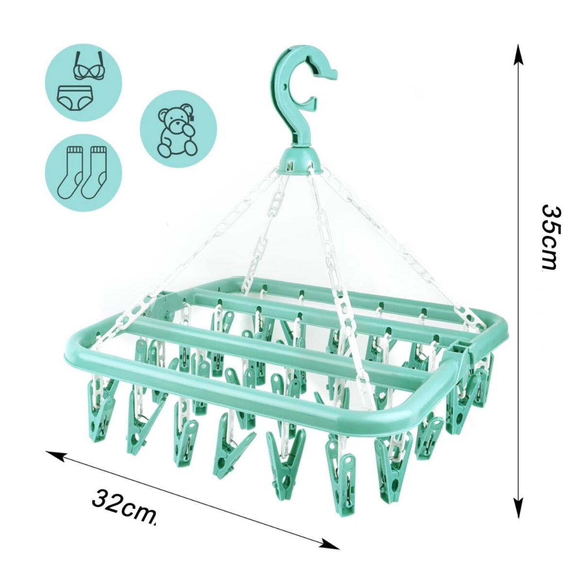 Étendoir À Chaussettes avec 32 Pinces À Linge – Image 9