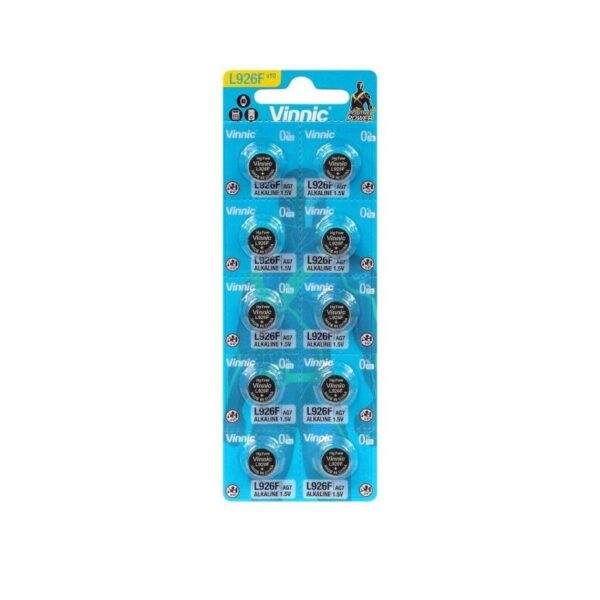 Lot de 10 piles L926F Alcaline Vinnic AG7 1.5 V