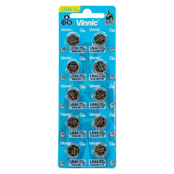 Lot de 10 Piles LR44 B1 électroniques alcalines Vinnic