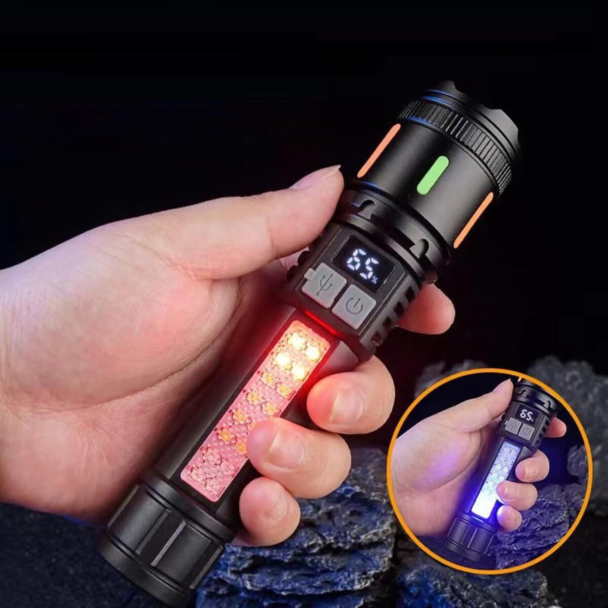 Lampe Torche LED Ultra Puissante rechargeable avec Zoom – Image 4