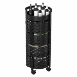Trolley de cuisine roulant noir – Étagère pivotante ronde avec roulettes 360° – Image 5