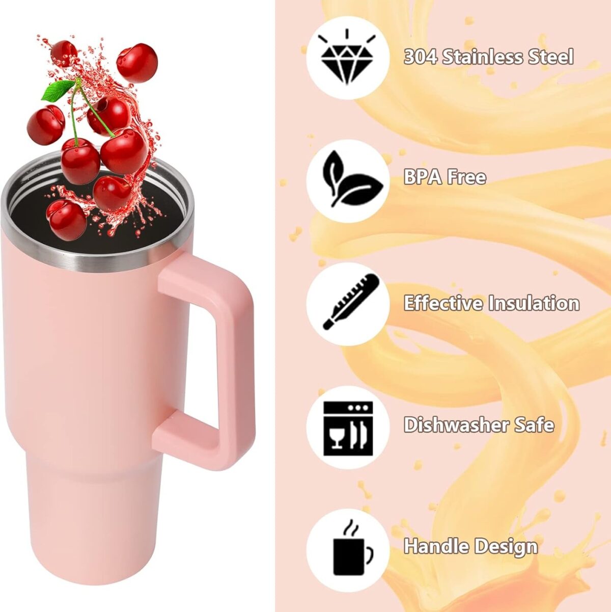Mug Isotherme avec Paille et Poignée – Image 6