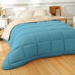 Couette Uni bleu canard et beige