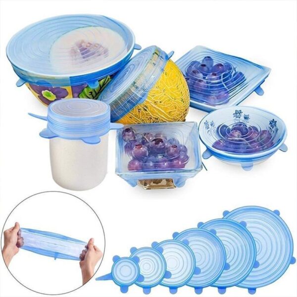 6 Couvercles En Silicone Alimentaire Elastique