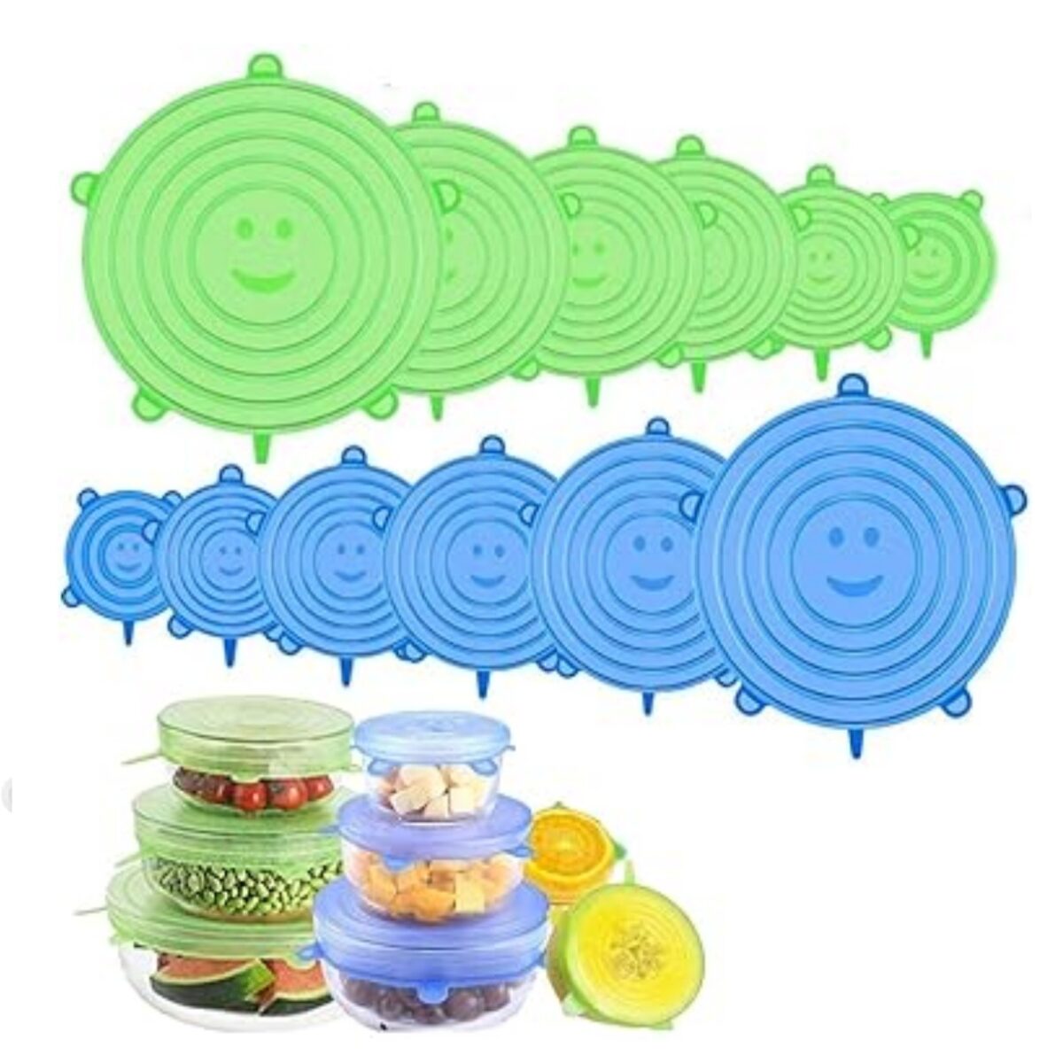 6 Couvercles En Silicone Alimentaire Elastique – Image 2
