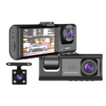 Caméra de voiture à 3 canaux pour l'avant et l'arrière, caméra de voiture 1080P avec vision nocturne infrarouge, caméra DVR à enregistrement en