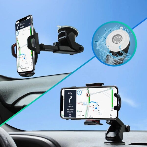 Support de téléphone 4 en 1 à ventouse pour tableau de bord et pare-brise de voiture
