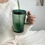 Tasse en verre avec couvercle et paille 450ml – Image 2