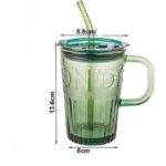 Tasse en verre avec couvercle et paille 450ml – Image 4