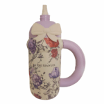 Tasse isotherme floral avec paille et couvercle – Image 4