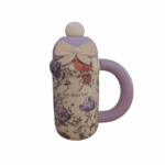 Tasse isotherme floral avec paille et couvercle – Image 3