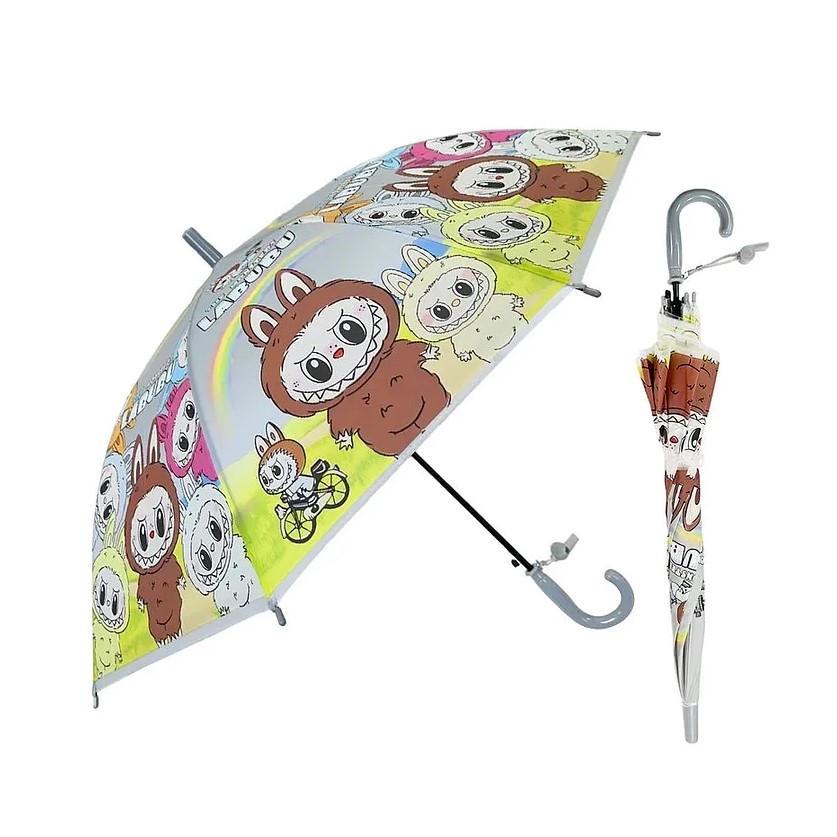 parapluie-labubu-gris-tunisie-promodeal-hiver-enfant-pluie-protection Parapluie enfant Labubu avec sifflet – Image 5
