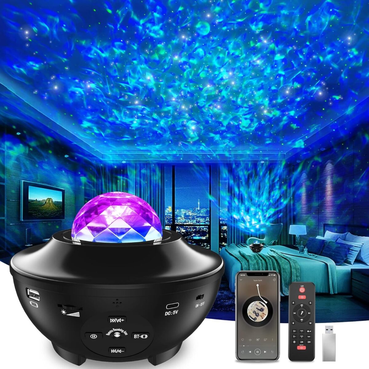 Projecteur ciel étoile avec haut-parleur -Bluetooth et minuterie – Image 1