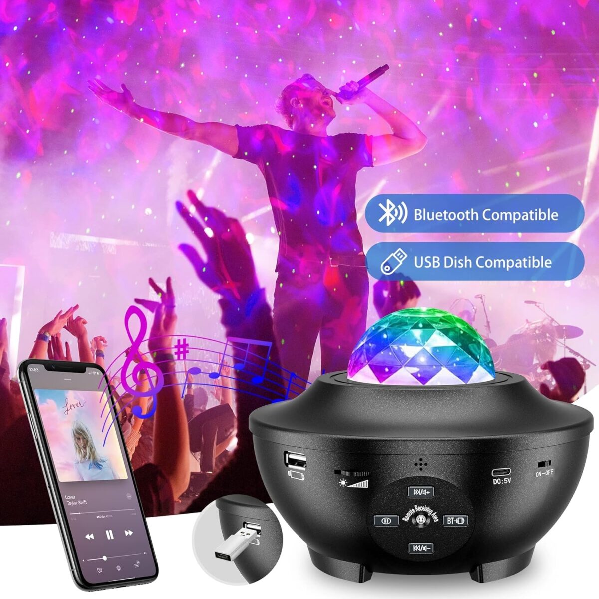 Projecteur ciel étoile avec haut-parleur -Bluetooth et minuterie – Image 4