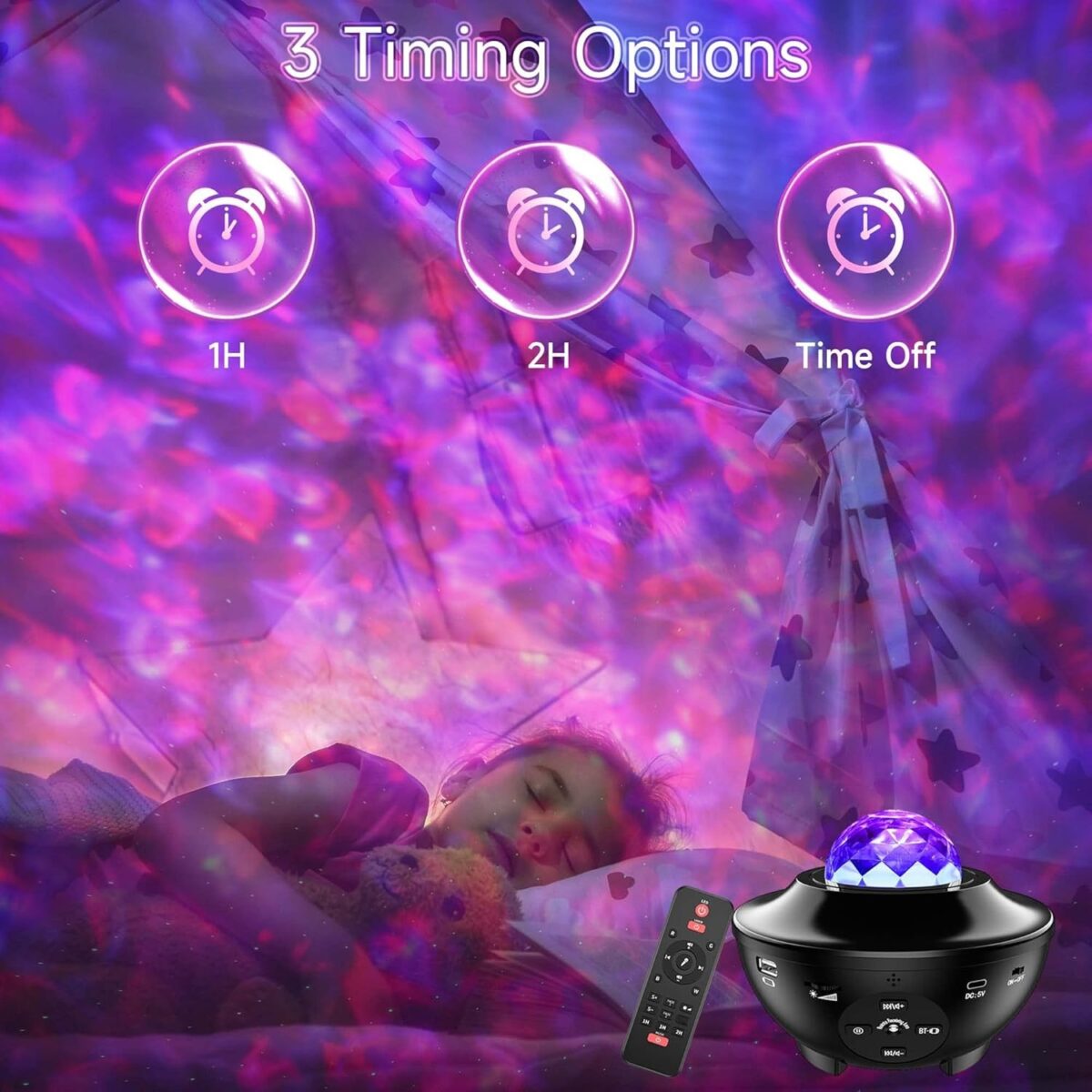 Projecteur ciel étoile avec haut-parleur -Bluetooth et minuterie – Image 6