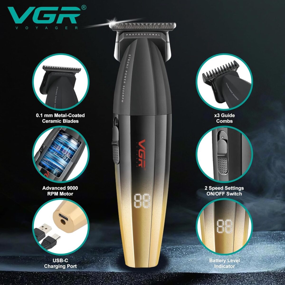 Tondeuse à cheveux professionnelle VGR V-906 – Image 3