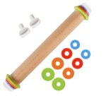 Rouleau à pâtisserie en bois avec 4 anneaux d'épaisseur réglables – Image 3