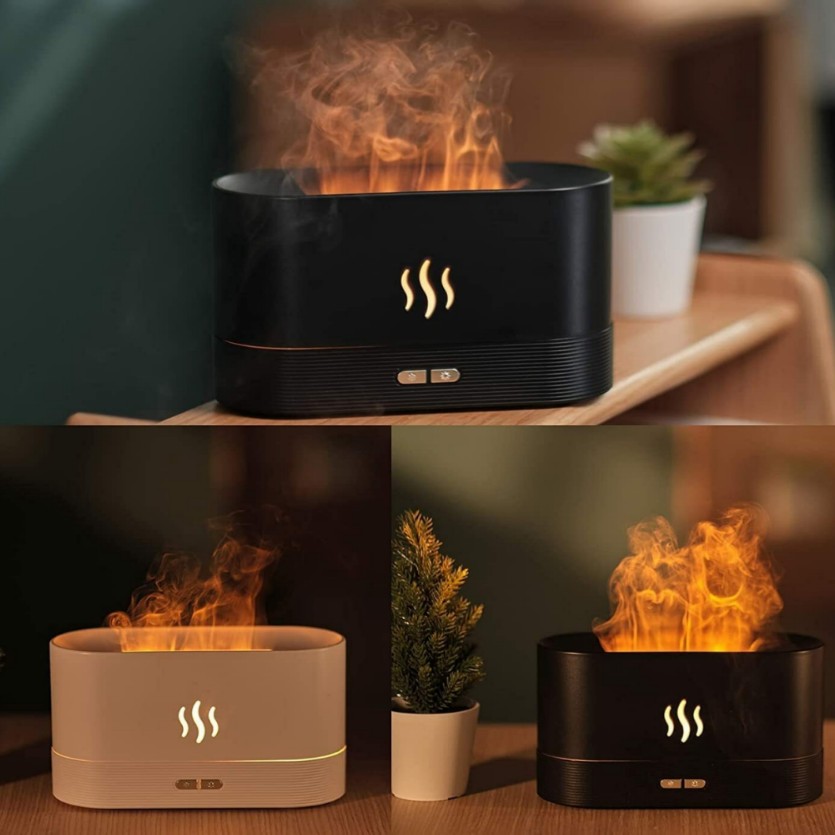 humidificateur-diffuseur-maison-douce-odeur-promodeal-tunisie-BLANC-NOIR-5 Diffuseur D'arômes avec Effet Flamme180ml – Image 1